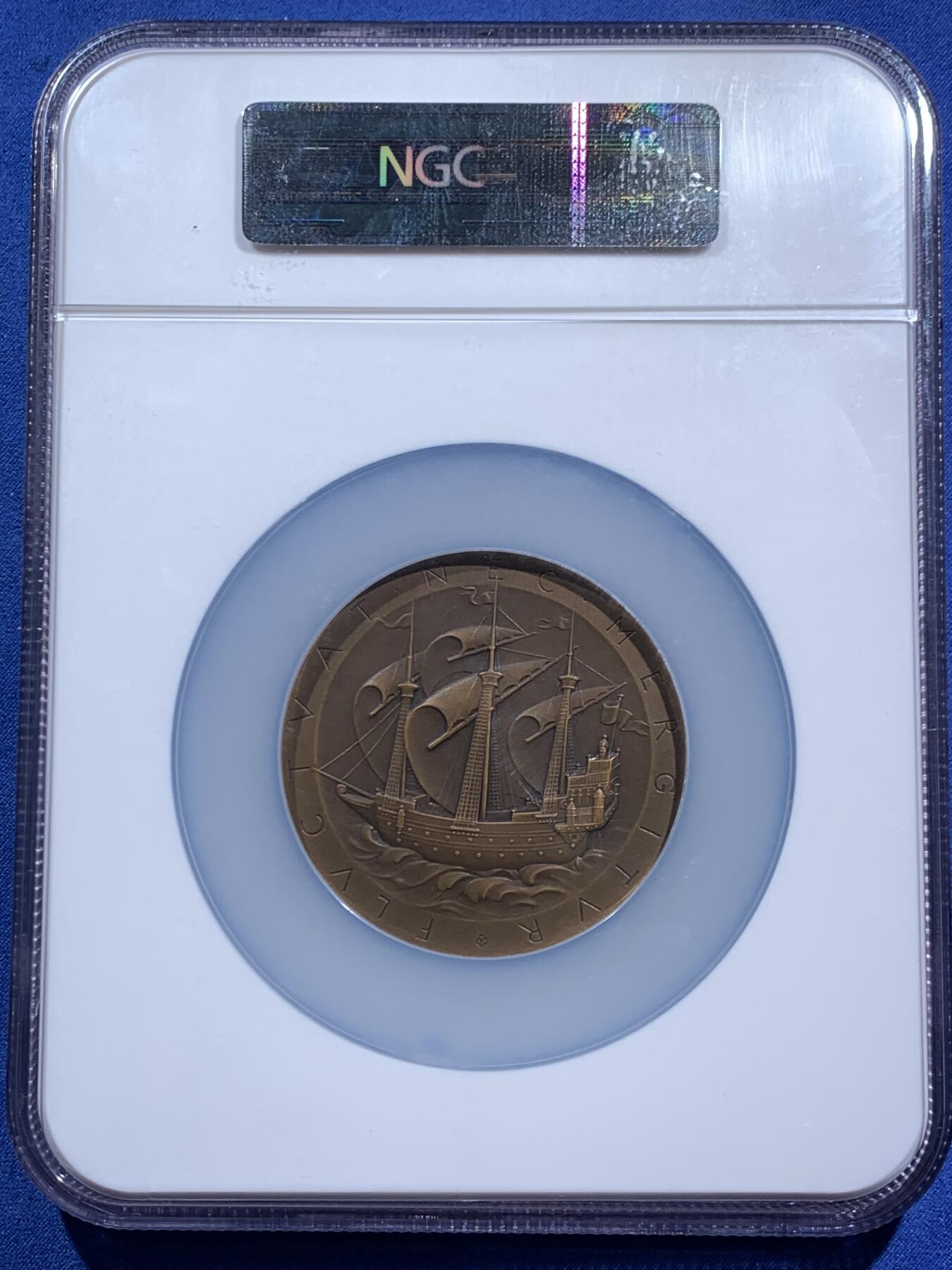 《竞宝斋》第470场 周日，周一，周二 3场连拍 （全场包邮）欢迎送拍 NGC MS63BN 法国1895年巴黎大学纪念铜章 稀缺超大加厚老盒