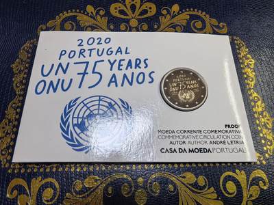 长老汇马年精选第九场拍卖 - 2020葡萄牙联合国成立七十五周年2欧元精制双色币，卡装