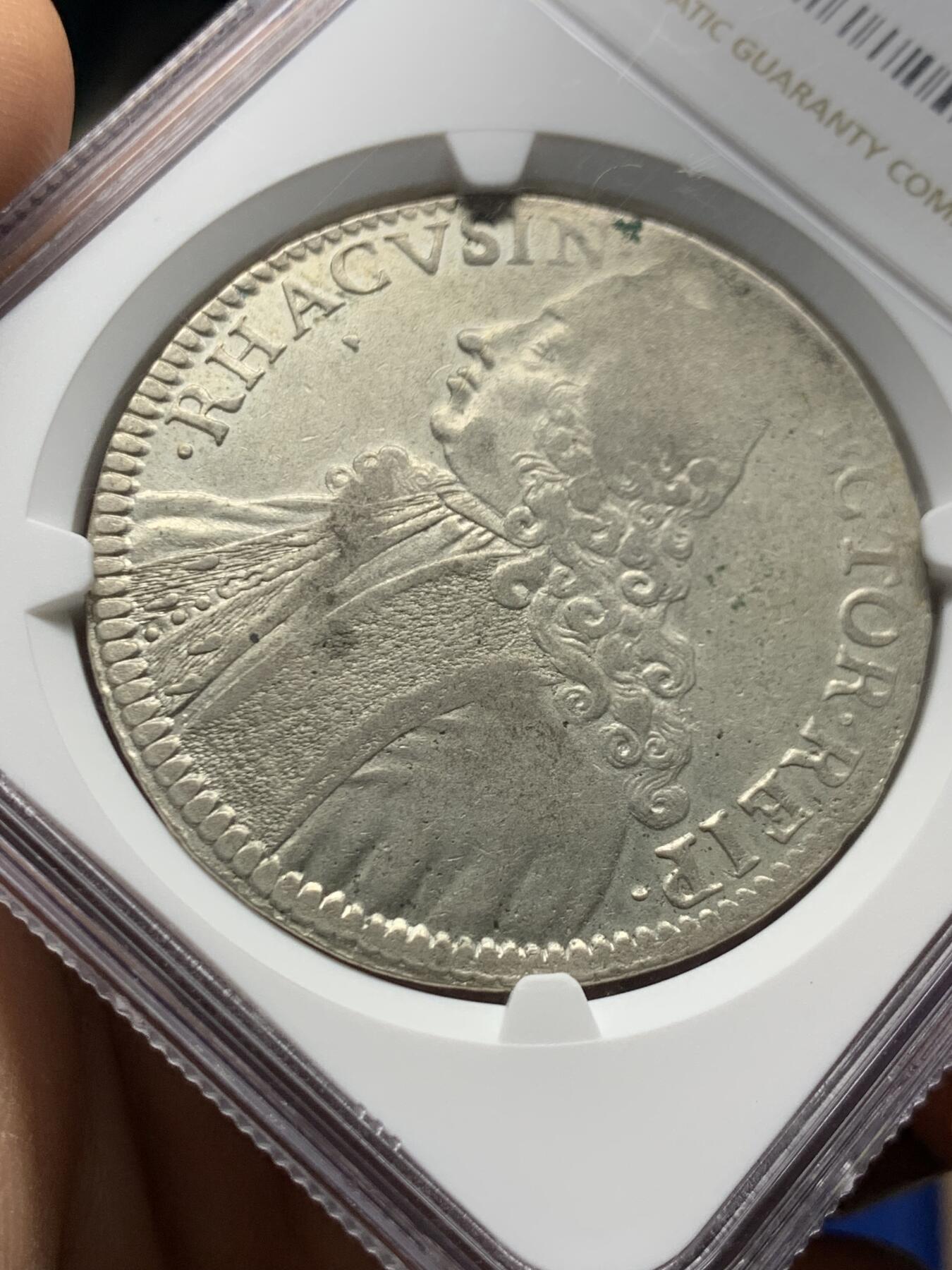 《竞宝斋》第470场 周日，周一，周二 3场连拍 （全场包邮）欢迎送拍 NGC AU53 拉古萨共和国 1753年 1泰勒银币 不常见的品种