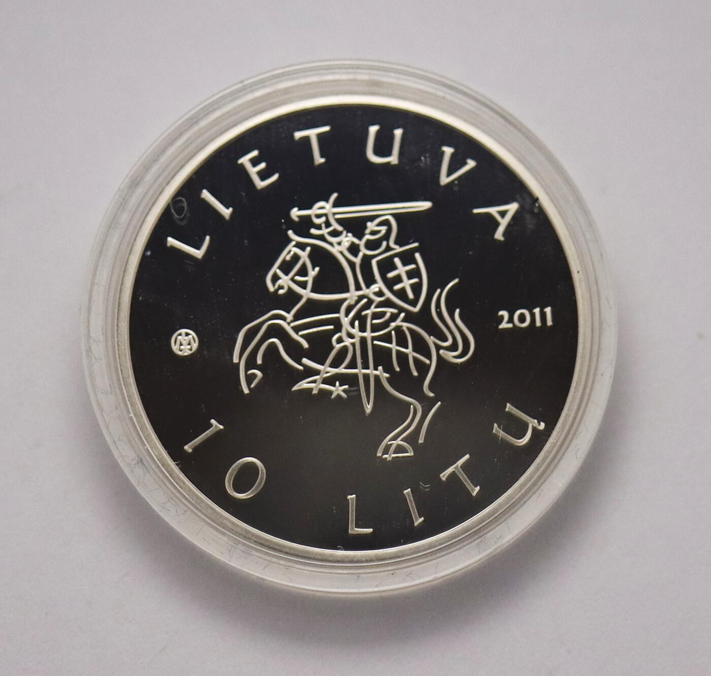 观钱 近现代机制币拍卖No.004（全场顺丰包邮）  立陶宛 2011 年「戏剧」主题 10 立特纪念银币（镜面工艺）