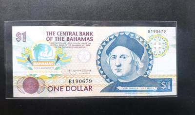 巴哈马 纪念钞 1992年 1元 哥伦布发现美洲500年纪念 无4 全新UNC - 巴哈马 纪念钞 1992年 1元 哥伦布发现美洲500年纪念 无4 全新UNC