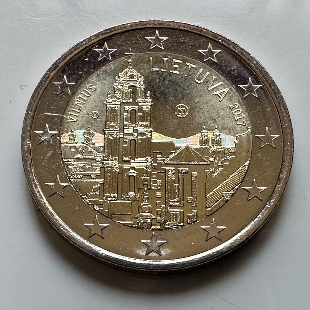 🌹外币初藏🌹🐯2026年第29场   欧元纪念币 接代拍 立陶宛 2017年 维尔纽斯老城 2欧元双色纪念币