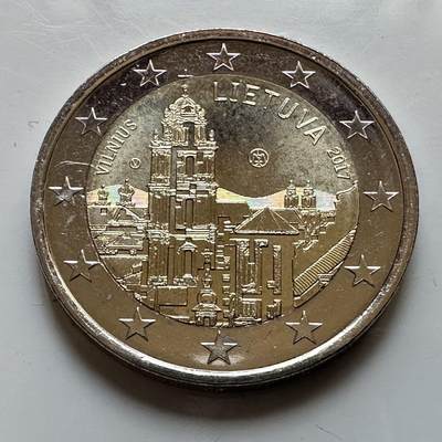 🌹外币初藏🌹🐯2026年第29场   欧元纪念币 接代拍 - 立陶宛 2017年 维尔纽斯老城 2欧元双色纪念币
