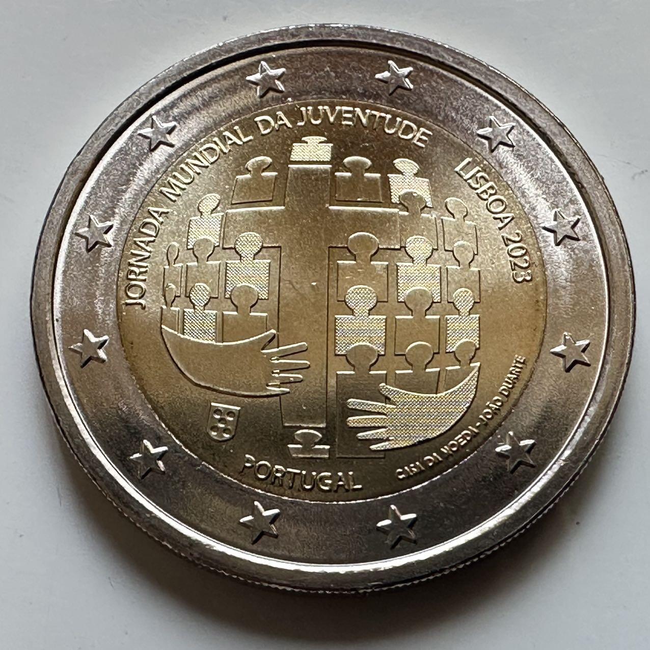 🌹外币初藏🌹🐯2026年第29场   欧元纪念币 接代拍 葡萄牙 2023年 里斯本世界青年节 2欧元双色纪念币