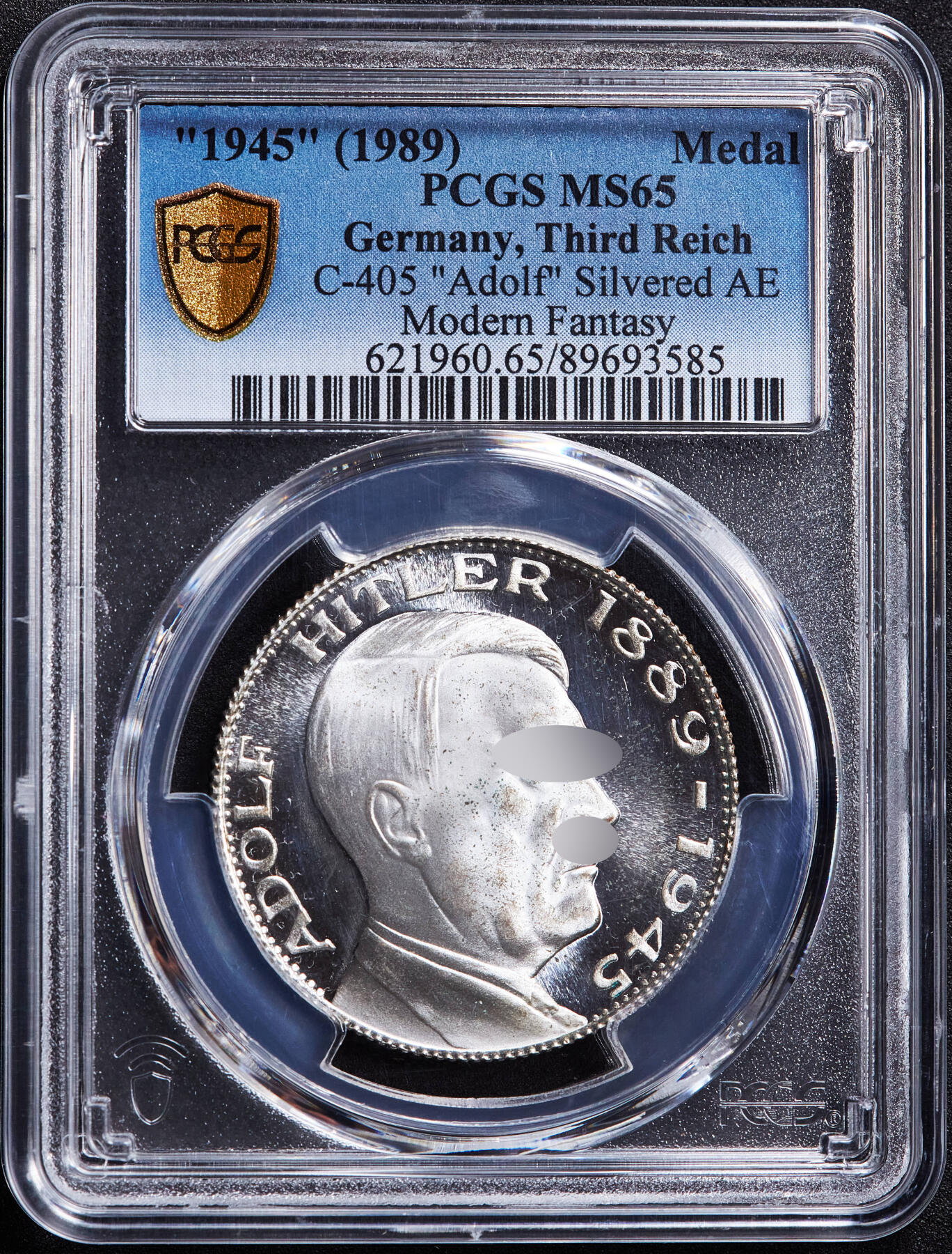 【俄甄集藏】2026年(049)03-18星期三 晚 19:30 全场包邮 德国1989年纪念1945年总理镀银铜章，PCGS MS65，经典品种，类精制底板，原图联系客服或官网查询