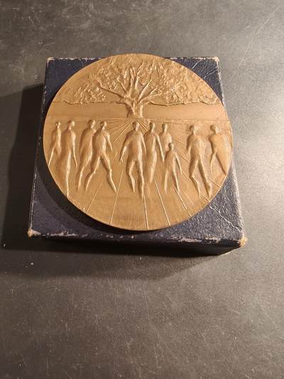 老王徽章第187期 - 法国干部跨行业预备金库成立50周年大铜章    原盒    直径72mm    重量196.5g