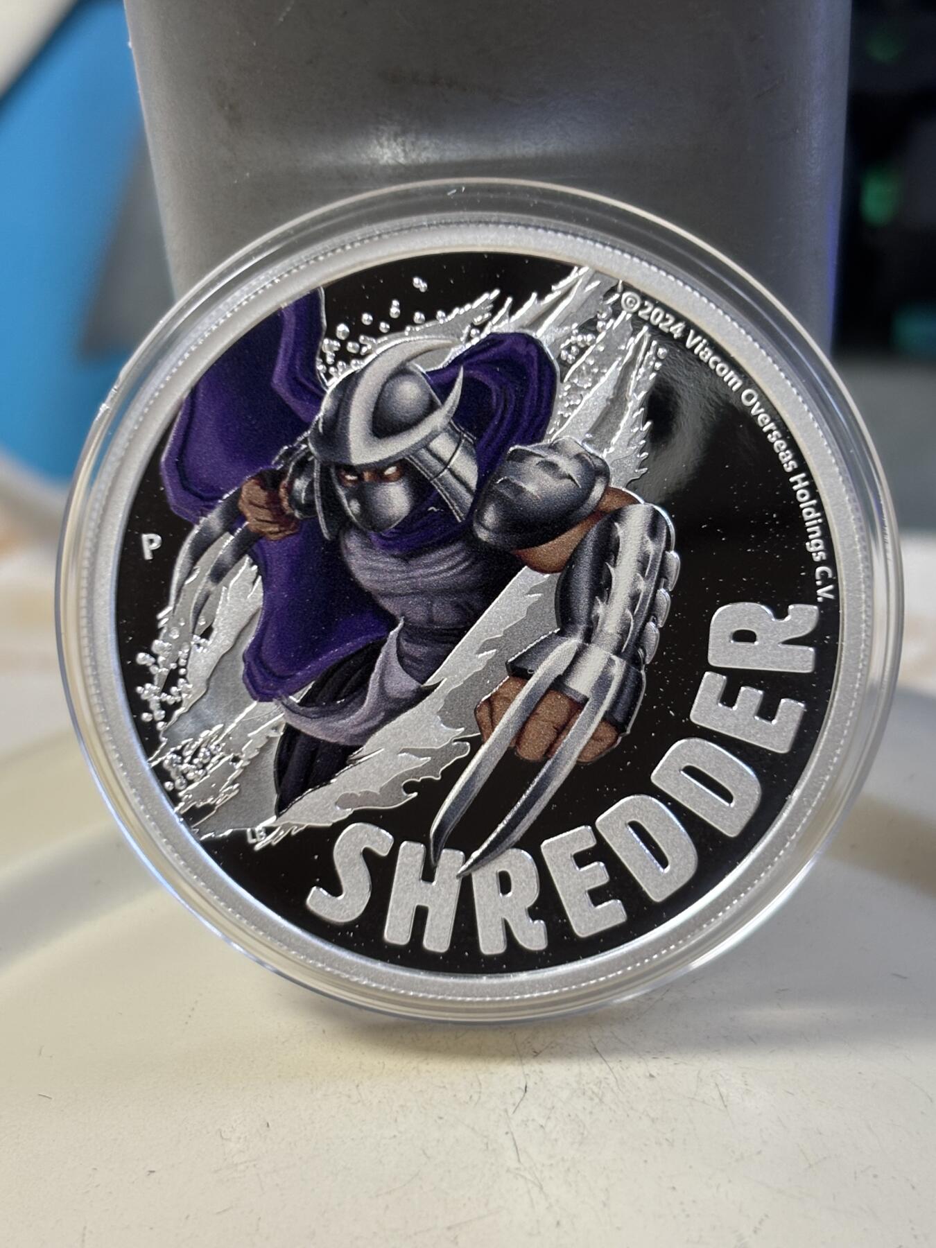 第194期拍卖 图瓦卢2024年忍者神龟彩色1盎司纪念银币，9999银，发行5000枚