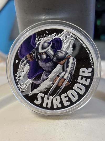 第194期拍卖 - 图瓦卢2024年忍者神龟彩色1盎司纪念银币，9999银，发行5000枚