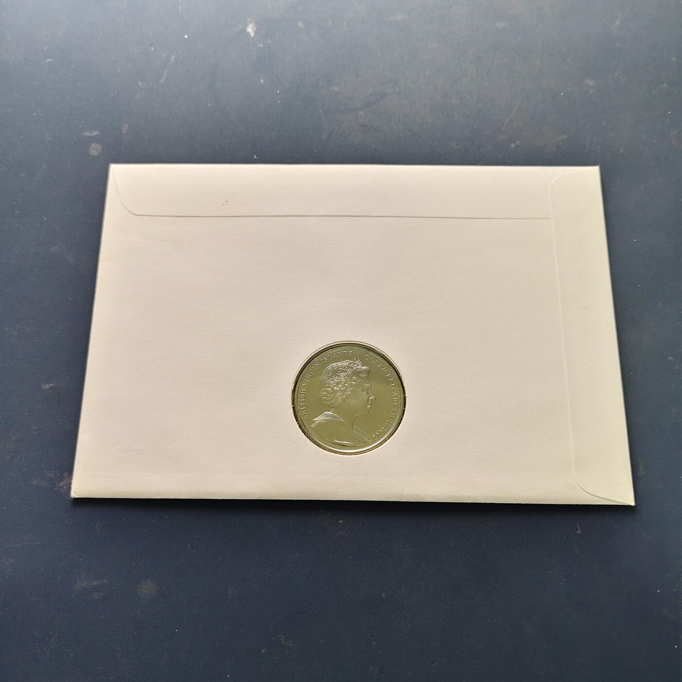 【全场包邮】纯粹捡漏拍513场 【邮币封】英属维尔京群岛2002年1元女王登基50周年克朗型纪念邮币封