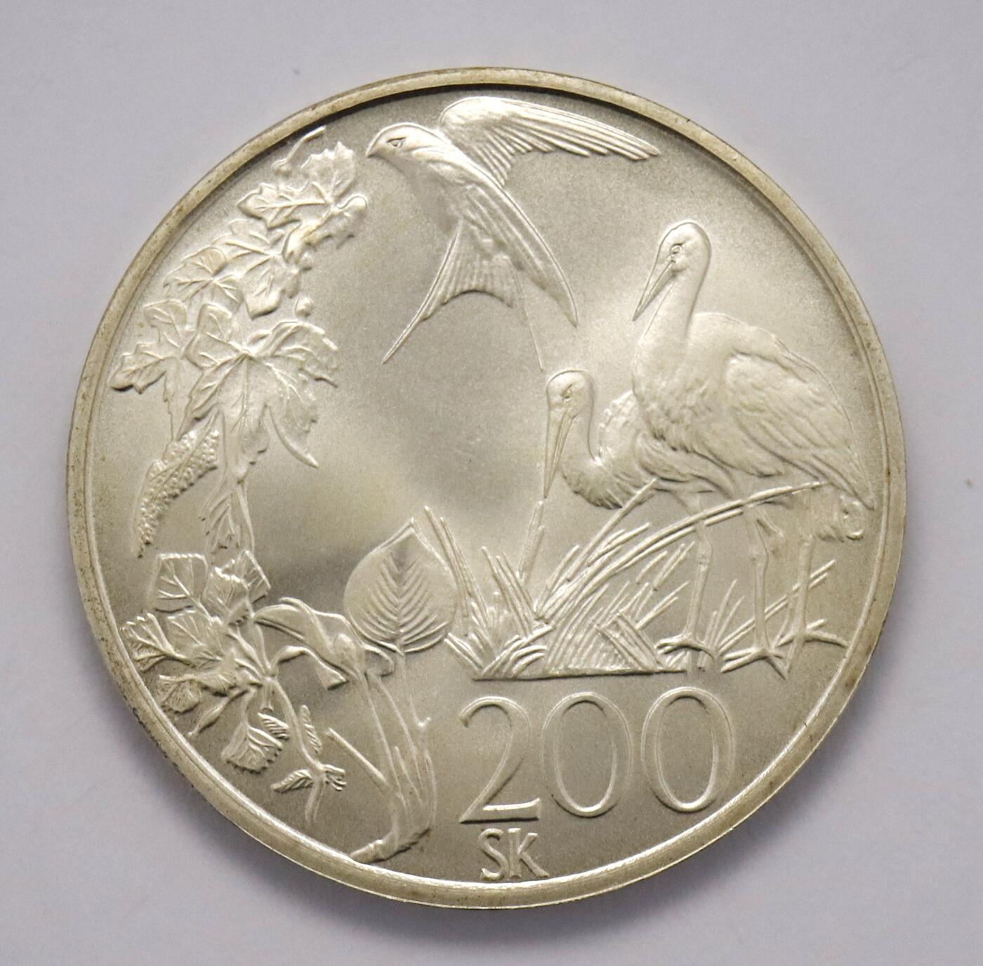 观钱 近现代机制币拍卖No.004（全场顺丰包邮）   斯洛伐克 1995 年「欧洲自然保护年」200 克朗纪念银币