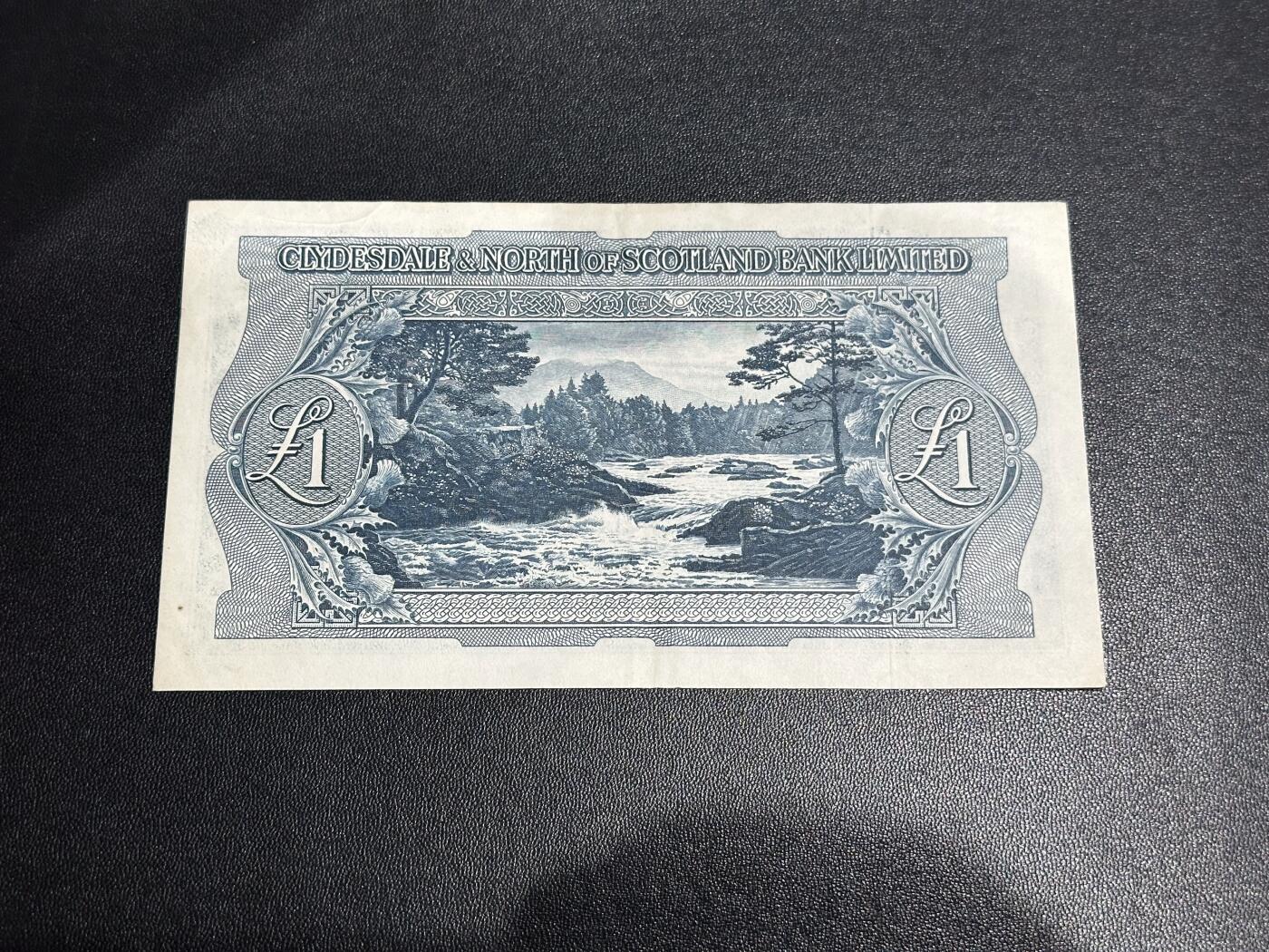 《外钞收藏家》第六百一十八期（精品场）（长期征集拍品、欢迎藏友们联系合作） 1954年苏格兰联合银行1镑 非全新 品相如图