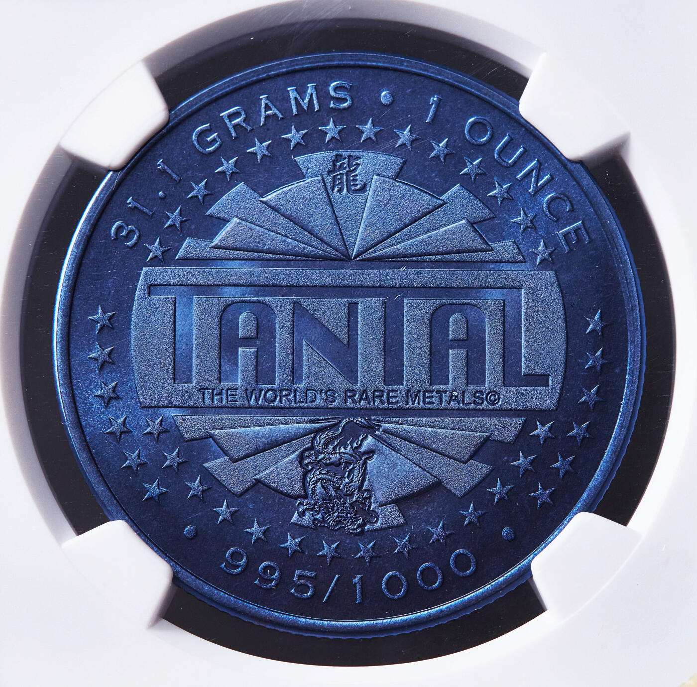 【俄甄集藏】2026年(049)03-18星期三 晚 19:30 全场包邮 斐济2012年中国农历龙年10元1盎司金属钽币，NGC MS70，重31.1克，成色99.5%，发行量1000枚，少见品种