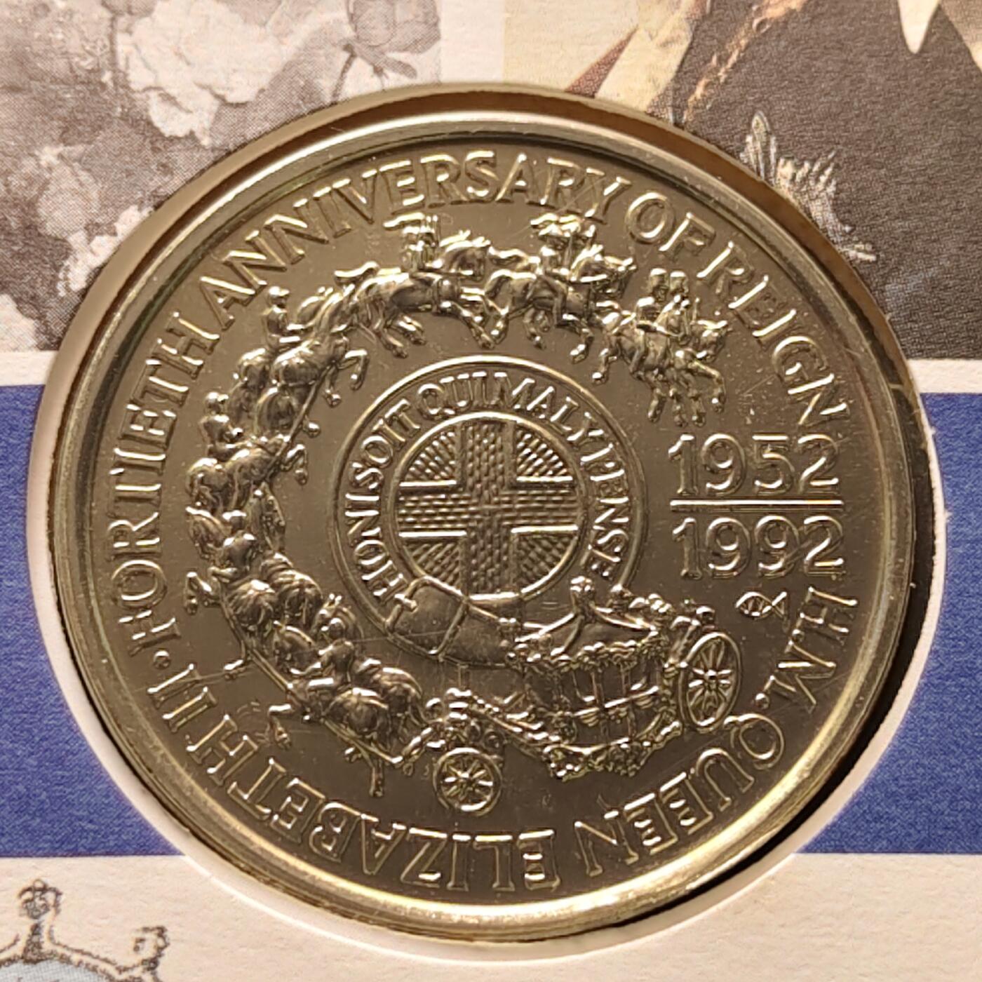 【全场包邮】纯粹捡漏拍513场 【邮币封】萨摩亚1992年1元伊丽莎白二世女王即位40周年克朗型纪念邮币封