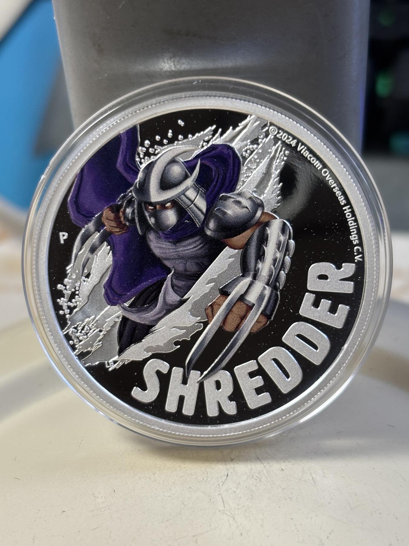 第194期拍卖 图瓦卢2024年忍者神龟彩色1盎司纪念银币，9999银，发行5000枚