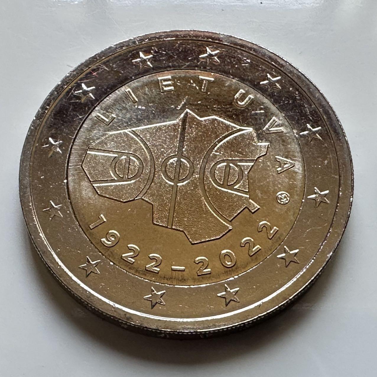 🌹外币初藏🌹🐯2026年第29场   欧元纪念币 接代拍 立陶宛 2022年 国家百年 2欧元双色纪念币