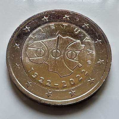 🌹外币初藏🌹🐯2026年第29场   欧元纪念币 接代拍 - 立陶宛 2022年 国家百年 2欧元双色纪念币