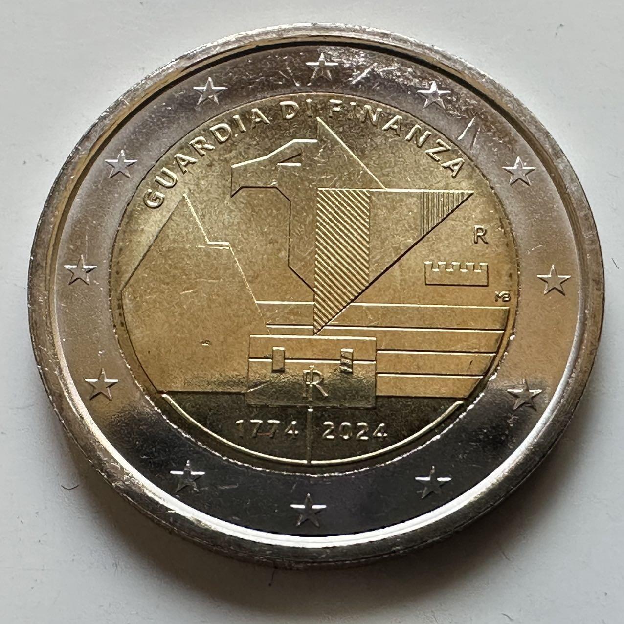 🌹外币初藏🌹🐯2026年第29场   欧元纪念币 接代拍 意大利 2024年 财政卫队成立250周年 2欧元双色纪念币