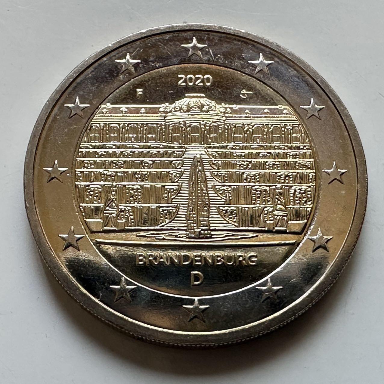 🌹外币初藏🌹🐯2026年第29场   欧元纪念币 接代拍 德国 2020年 勃兰登堡州 2欧元双色纪念币