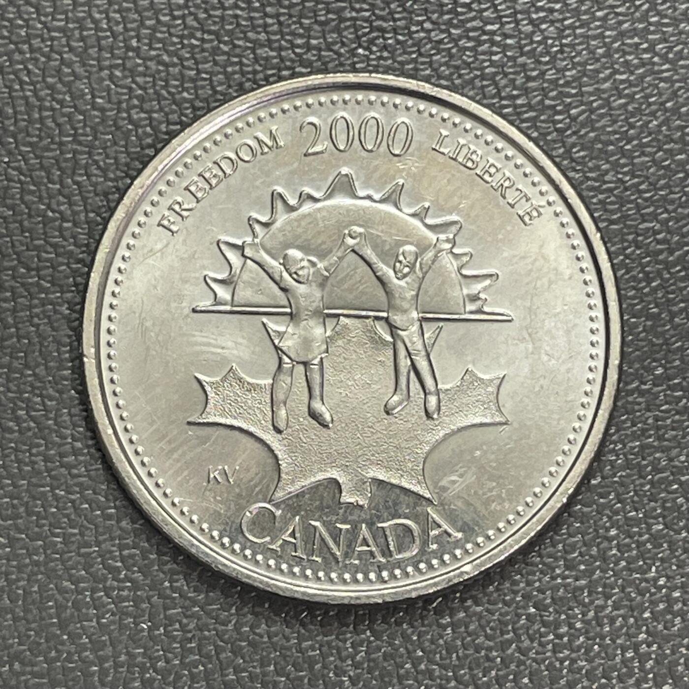 回流0315  加拿大2000年千禧年系列“自由”主题25分纪念币