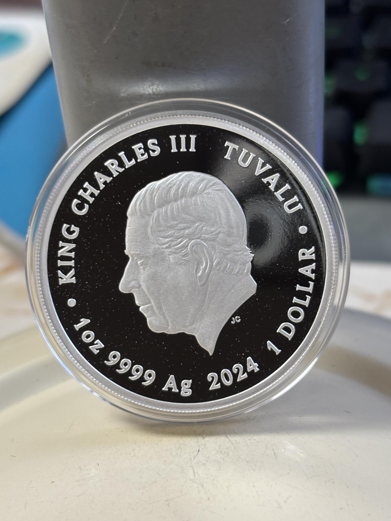 第194期拍卖 图瓦卢2024年忍者神龟彩色1盎司纪念银币，9999银，发行5000枚