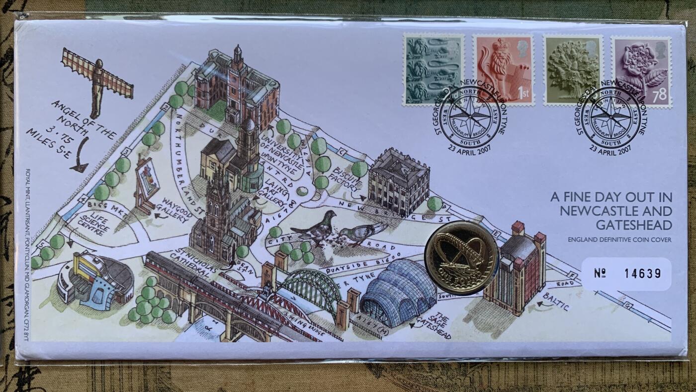 《竞宝斋》第470场 周日，周一，周二 3场连拍 （全场包邮）欢迎送拍 四枚一组 2004-2007年英国1英镑邮币封首日封 桥系列