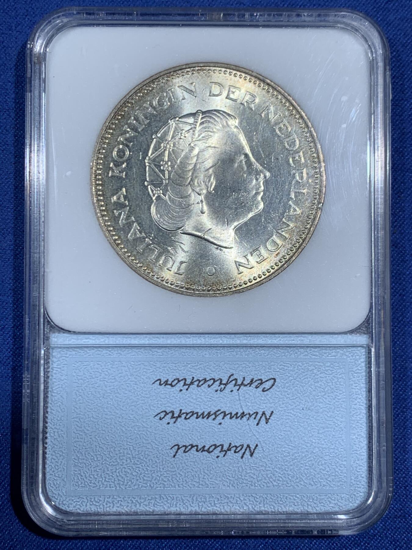 《竞宝斋》第470场 周日，周一，周二 3场连拍 （全场包邮）欢迎送拍 NNC MS64 1970年荷兰解放25年周年10盾纪念银币