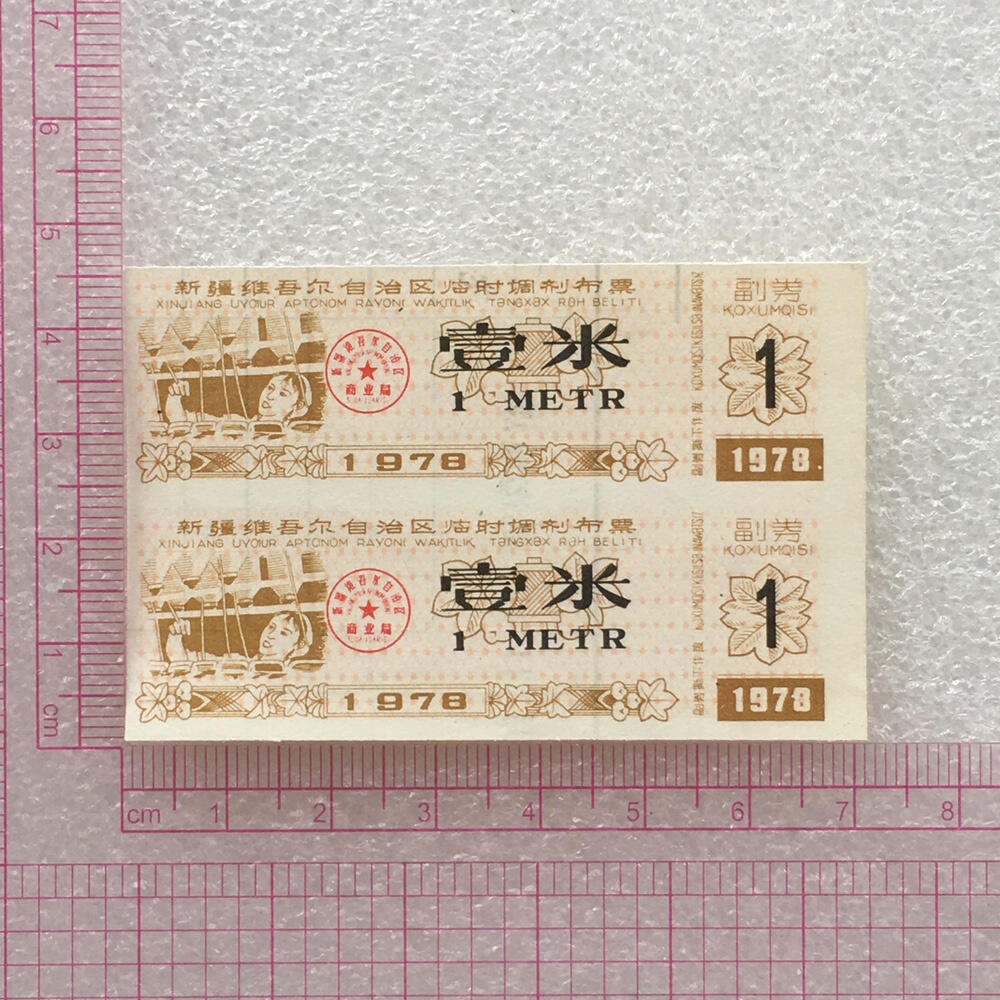         珍稀1978年新疆临时调剂布票全新品相未流通1小版2连体原版真品如图供应票证旧藏文玩艺术收藏