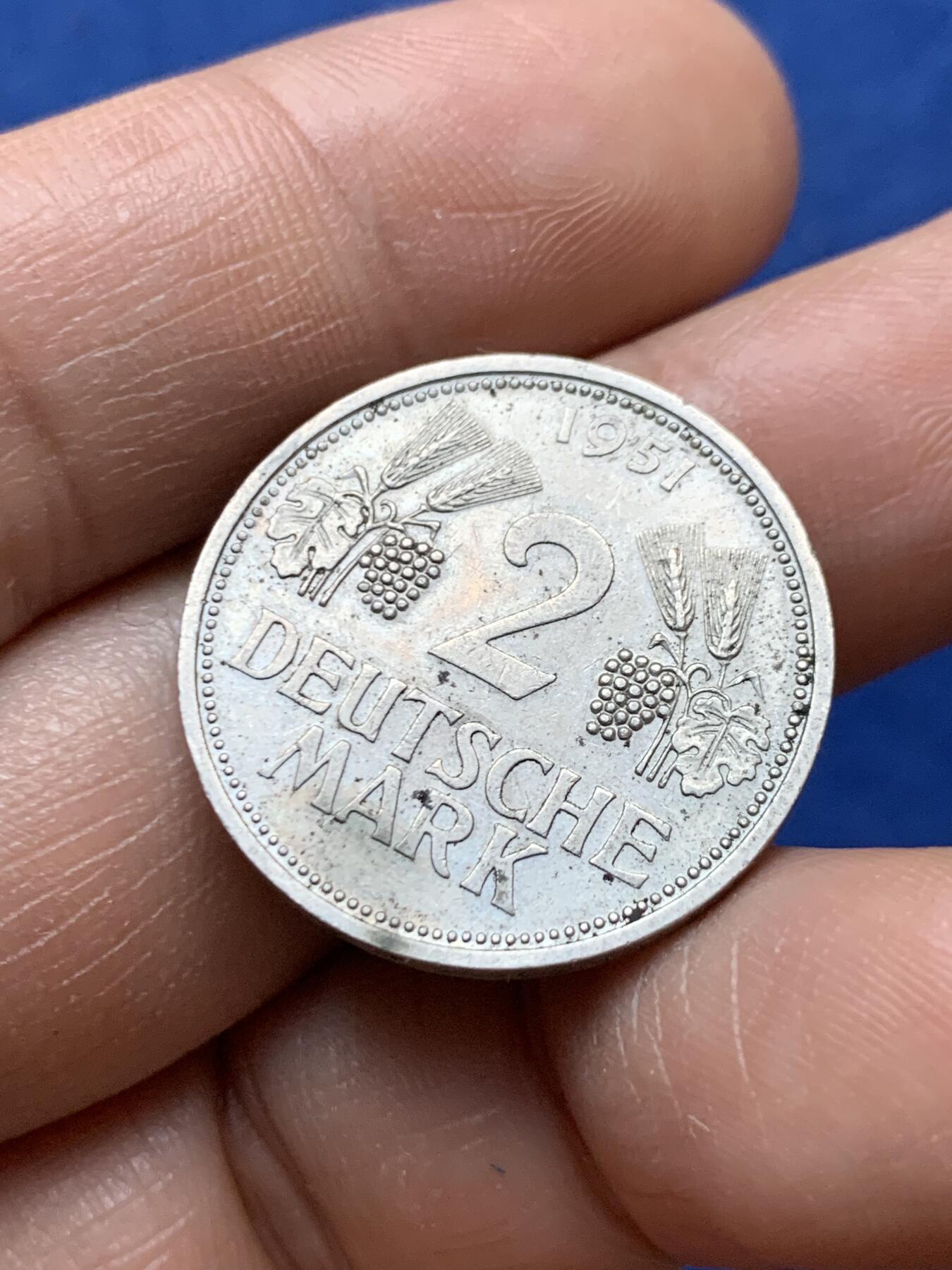 《竞宝斋》第470场 周日，周一，周二 3场连拍 （全场包邮）欢迎送拍 联邦德国1951年D版2马克