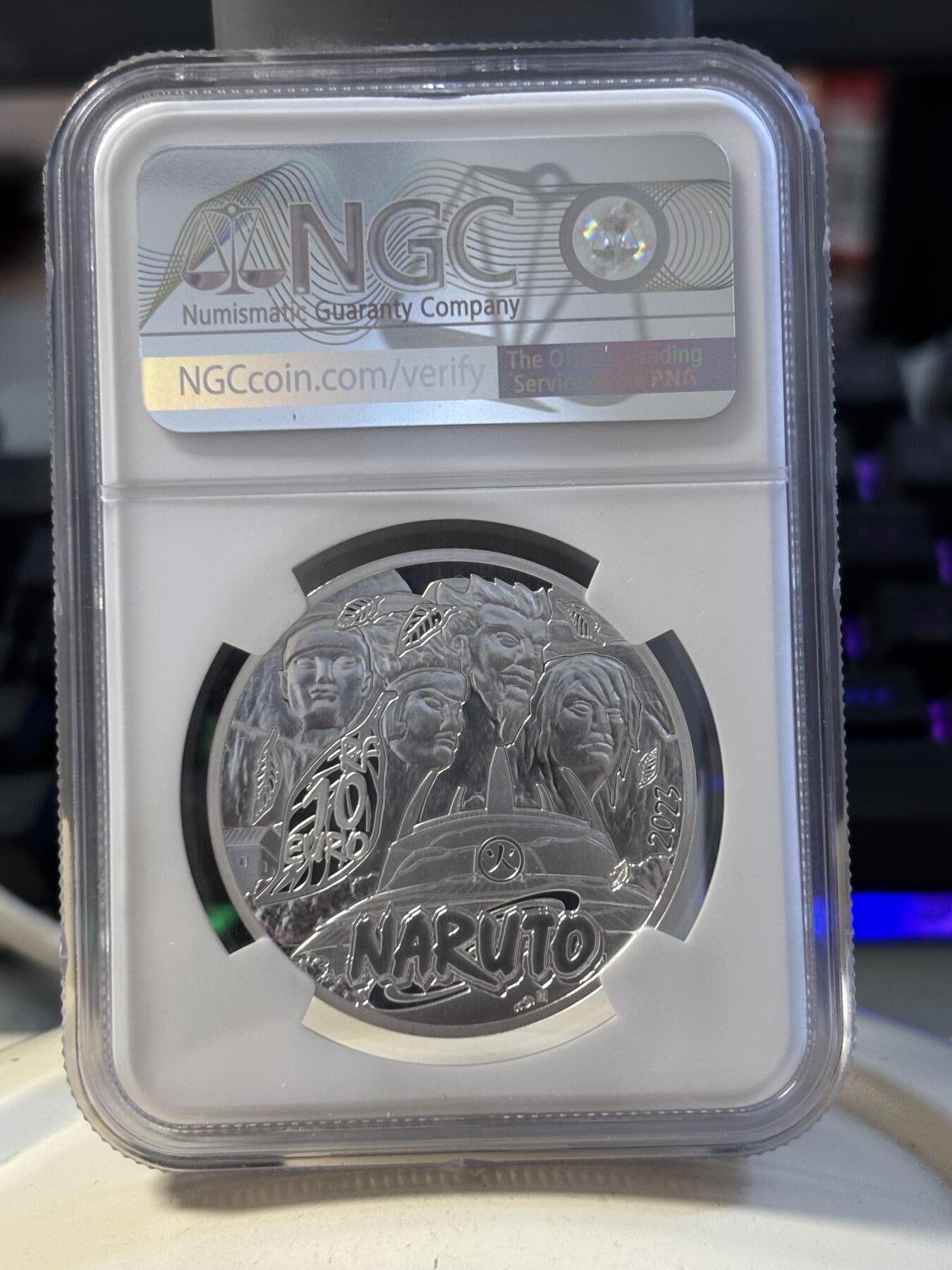 第194期拍卖 法国2023年卡通片火影忍者10欧纪念银币NGC-PF70，999银，22.2克，发行5000枚