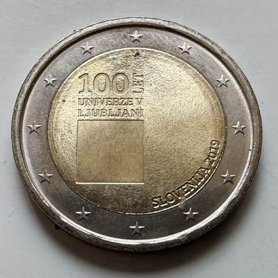 🌹外币初藏🌹🐯2026年第29场   欧元纪念币 接代拍 - 斯洛文尼亚 2019年 卢布尔雅那宇宙百年展 2欧元双色纪念币