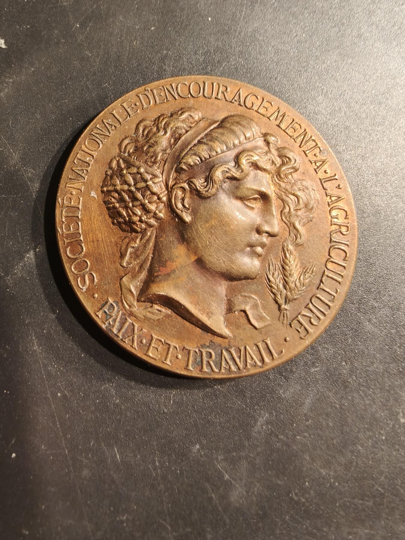 老王徽章第187期 法国全国农业鼓励协会大铜章    直径50mm    重量61.3g