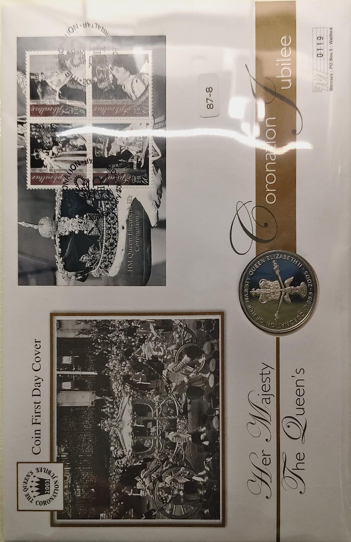 【全场包邮】纯粹捡漏拍513场 【邮币封】阿森松群岛2003年50便士女王加冕50周年克朗型PL纪念邮币封