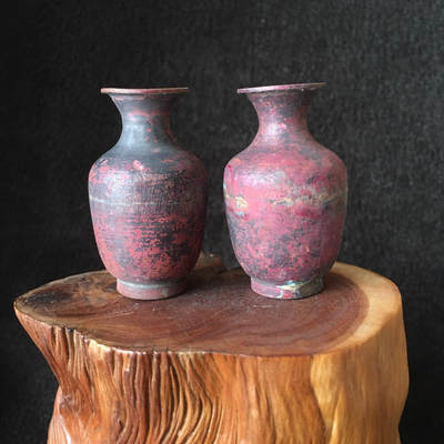        02c出口创汇时期紫铜小花瓶1对2个真品如图老铜器旧藏文玩艺术收藏 -        02c出口创汇时期紫铜小花瓶1对2个真品如图老铜器旧藏文玩艺术收藏