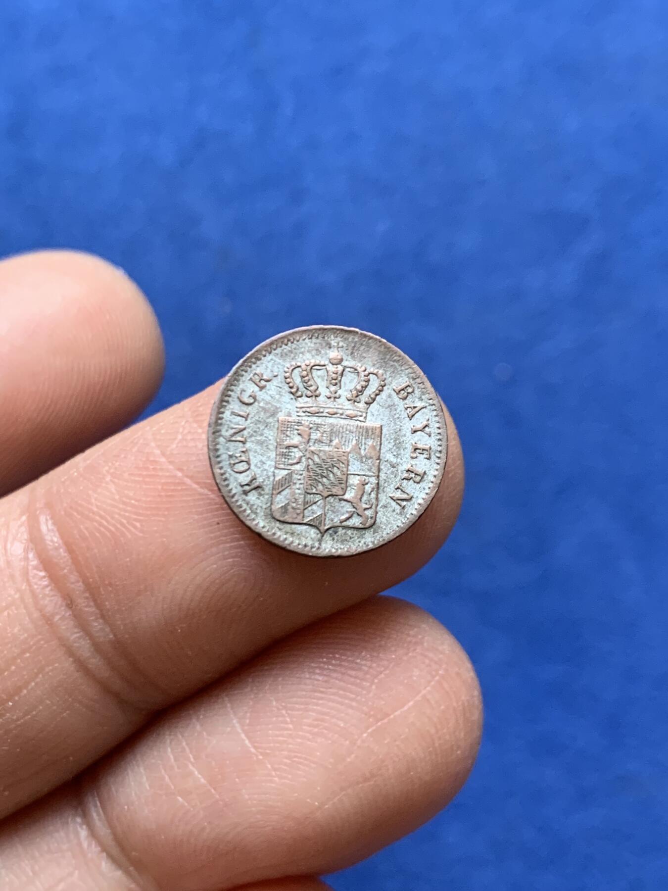 《竞宝斋》第470场 周日，周一，周二 3场连拍 （全场包邮）欢迎送拍 德国巴伐利亚1855年1K小银币 Billon材质