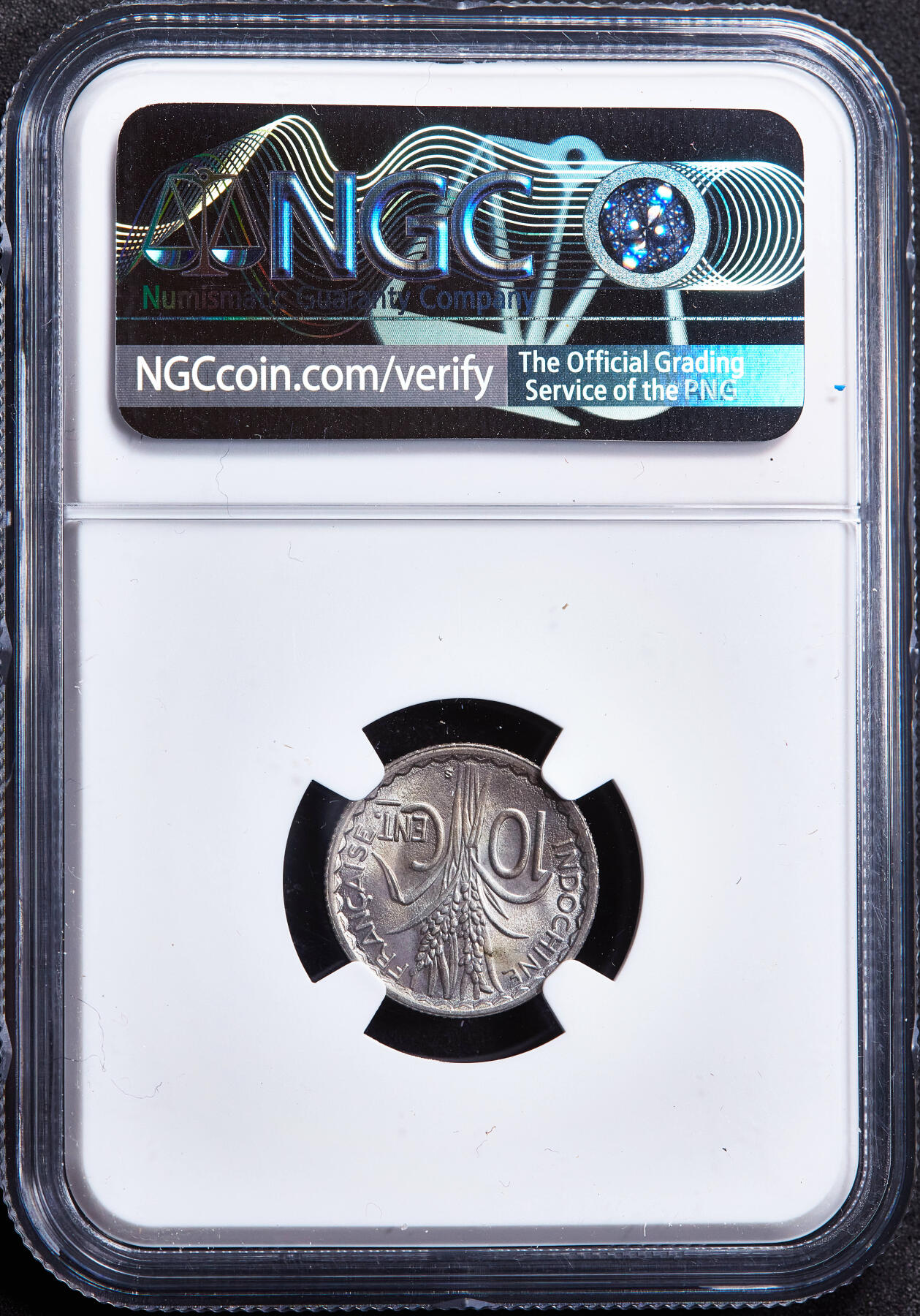 【俄甄集藏】2026年(049)03-18星期三 晚 19:30 全场包邮 法属印度支那1941年S版10分镍币，NGC MS64，转光品相