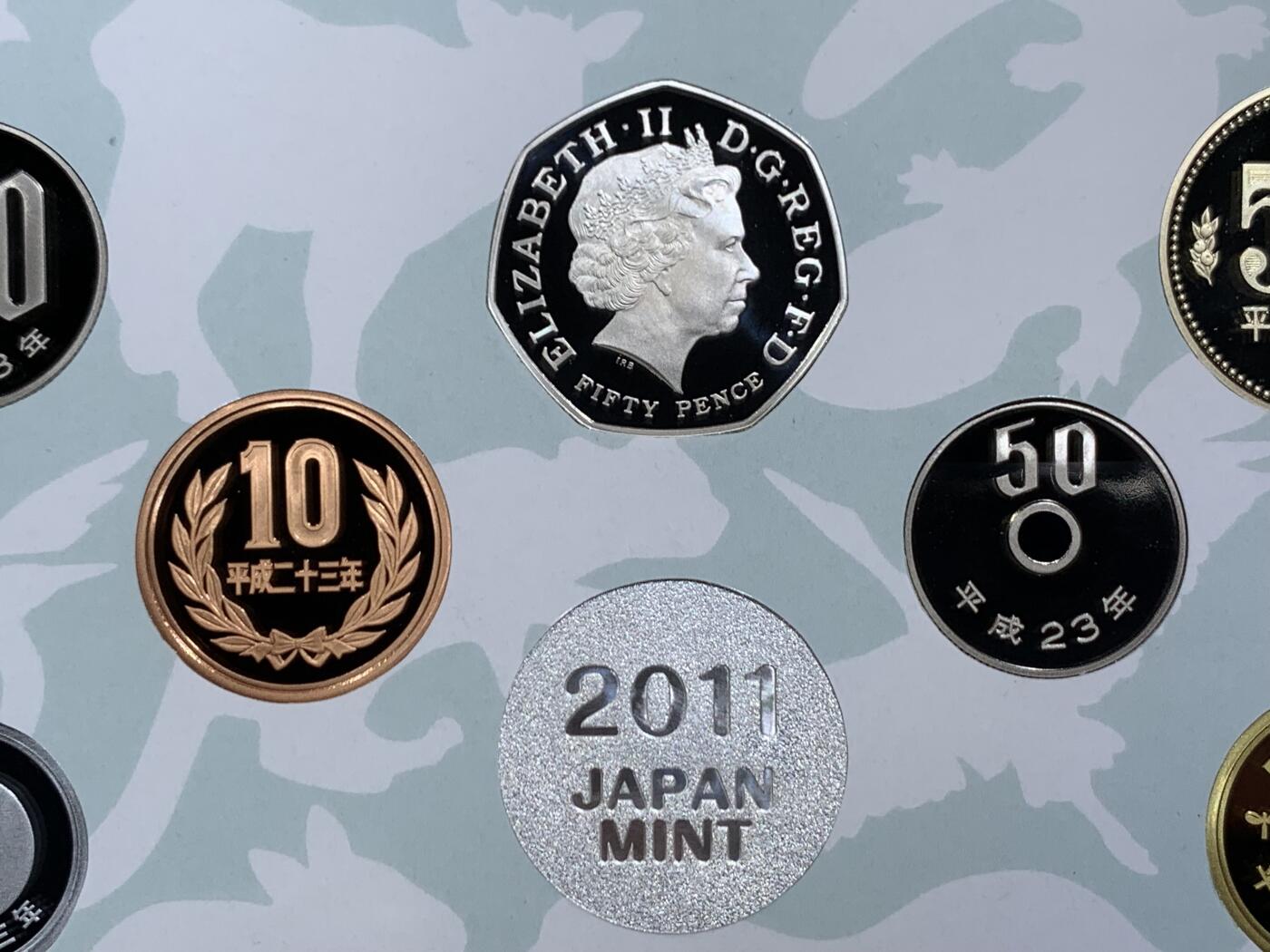 《竞宝斋》第470场 周日，周一，周二 3场连拍 （全场包邮）欢迎送拍 日本2011年6枚精制套币（含英国精制银币） WWF（世界自然基金会）成立50周年 8克925银 发行量2万 盒证全