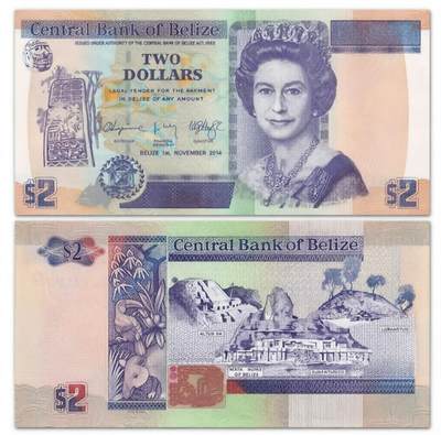 个人原因，200多张爱藏和PMG一起出，无佣金不单出，总价放在最后 - 2014-2017伯利兹2元 女王美洲 全新UNC