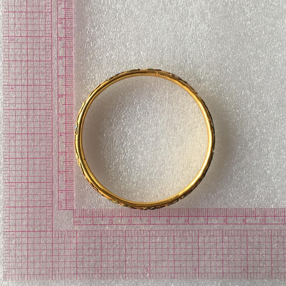     出口创汇时期景泰蓝铜胎掐丝珐琅镀金色花丝观赏手镯1只原版真品如图库存旧藏文玩艺术收藏