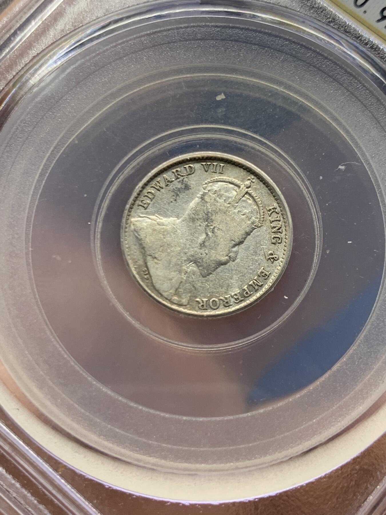 《竞宝斋》第470场 周日，周一，周二 3场连拍 （全场包邮）欢迎送拍 公博 XF45 香港 1904年 爱德华 五仙 银币 人像清晰