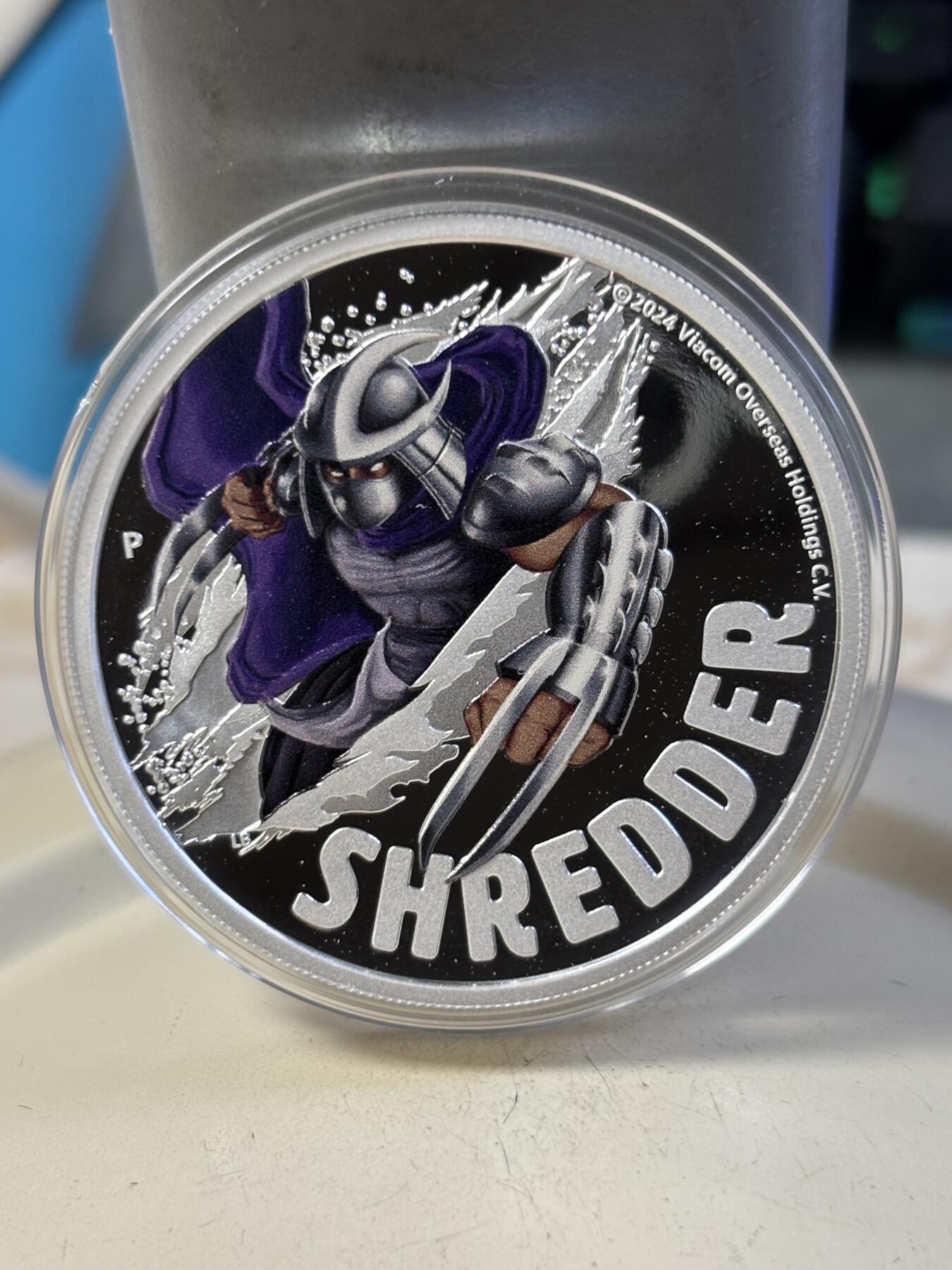 第194期拍卖 图瓦卢2024年忍者神龟彩色1盎司纪念银币，9999银，发行5000枚