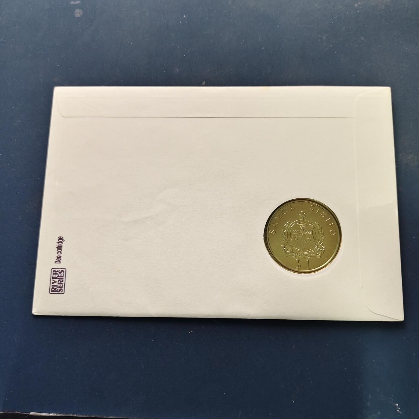 【全场包邮】纯粹捡漏拍513场 【邮币封】萨摩亚1992年1元伊丽莎白二世女王即位40周年克朗型纪念邮币封