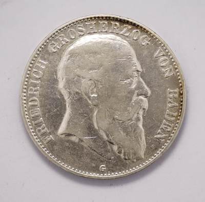 观钱 近现代机制币拍卖No.004（全场顺丰包邮）  - 巴登大公国 1907 年弗里德里希二世 5 马克银币