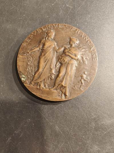 老王徽章第187期 - 法国农业部1906年农业竞赛大铜章    杜布瓦作品    直径50mm    重量59.5g