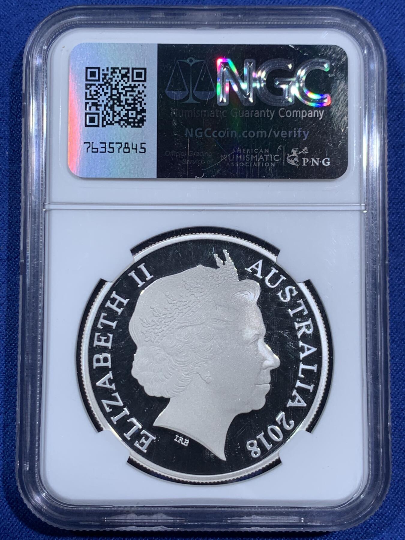 《竞宝斋》第470场 周日，周一，周二 3场连拍 （全场包邮）欢迎送拍 NGC PF69UC 2018年澳大利亚为俄罗斯世界杯发行的1元精制银币 1盎司31.1克999银