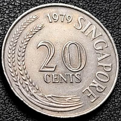 泉币菌-第210场-拍品多 请提前出价 - 高币值 1979年 新加坡20分 海洋动物-剑鱼 24mm 