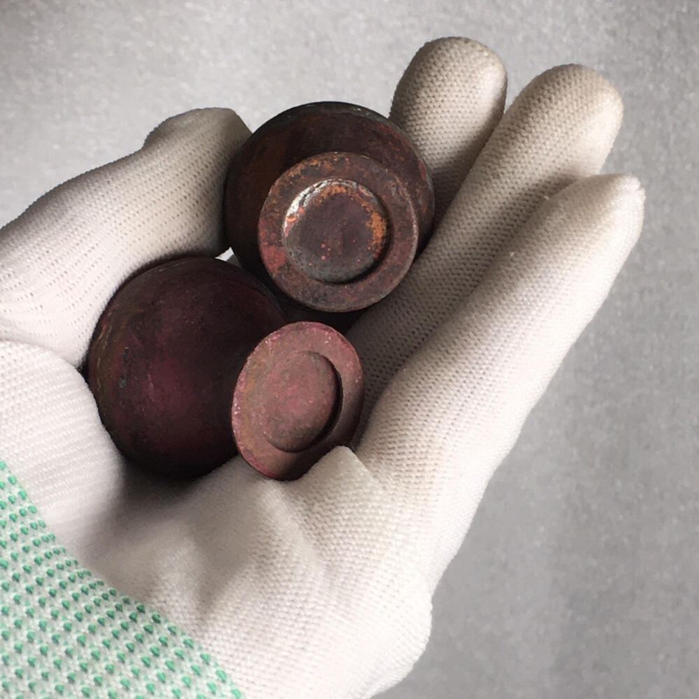       01c出口创汇时期紫铜小花瓶1对2个真品如图老铜器旧藏文玩艺术收藏