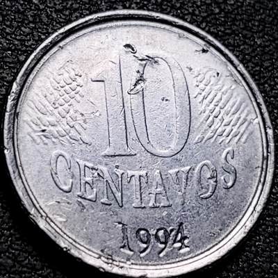 泉币菌-第210场-拍品多 请提前出价 - 橄榄枝女神 巴西10克鲁塞罗硬币 1994年 22mm