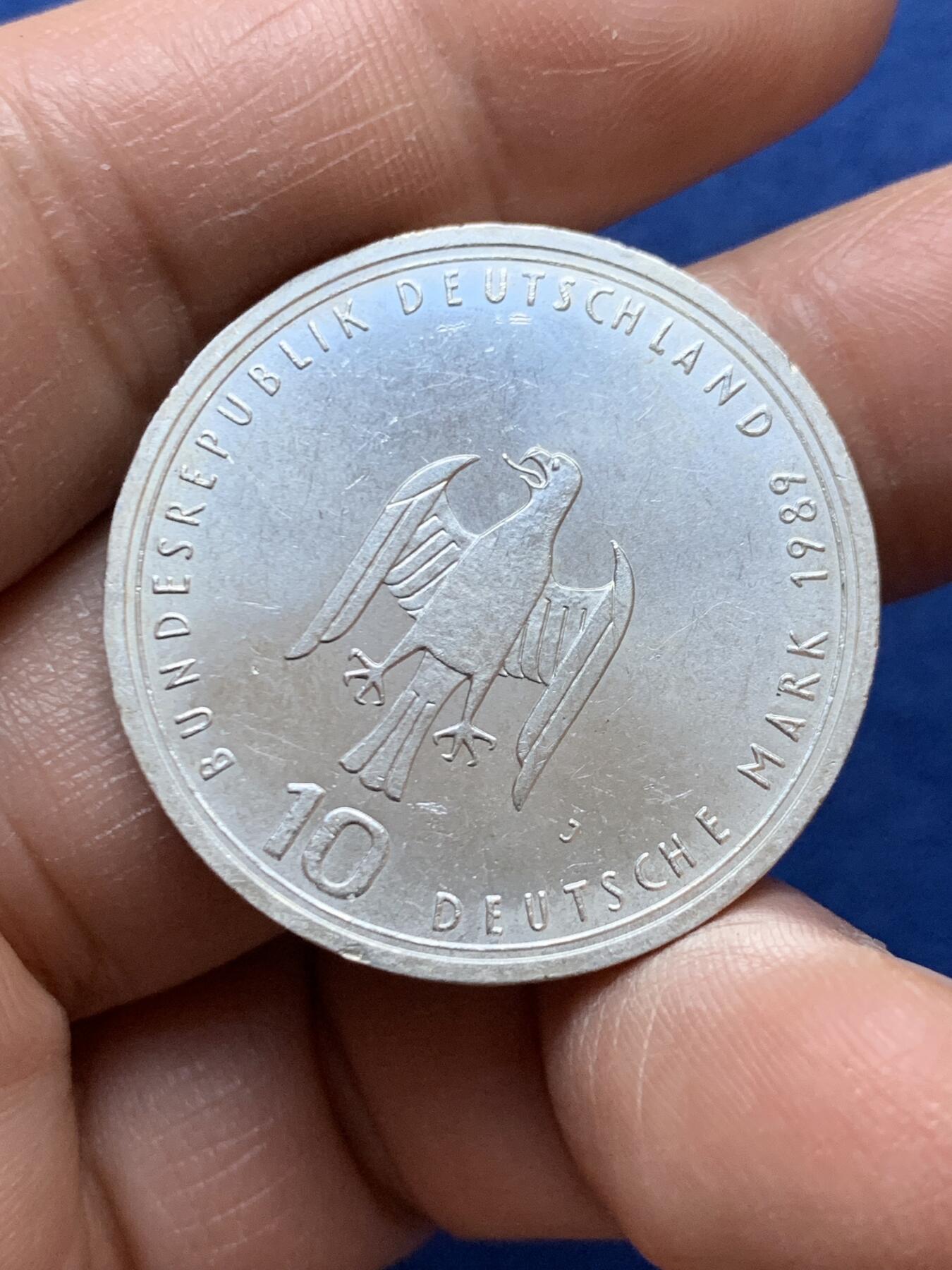 《竞宝斋》第470场 周日，周一，周二 3场连拍 （全场包邮）欢迎送拍 德国1989年汉堡港800周年纪念10马克银币 625银 15.45克