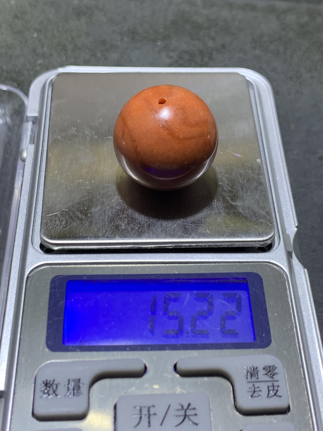 南红玛瑙柿子红大圆珠一颗，