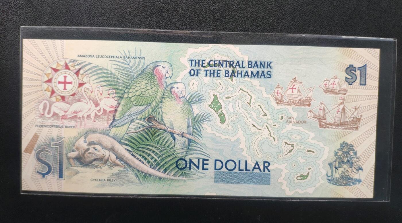巴哈马 纪念钞 1992年 1元 哥伦布发现美洲500年纪念 无4 全新UNC